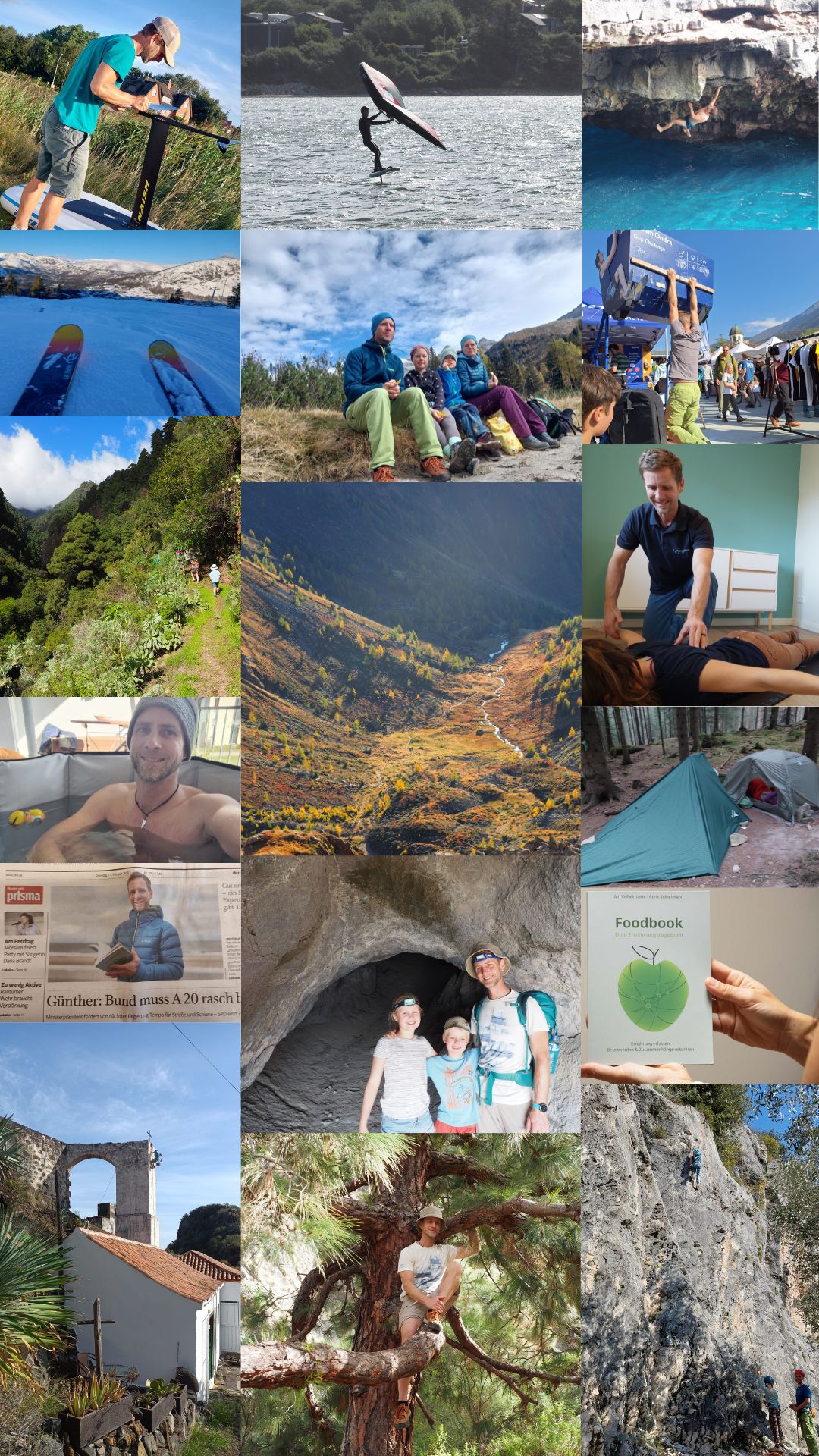 Verschiedene Bilder aus 2025 beim Wandern, Klettern und von Projekten.